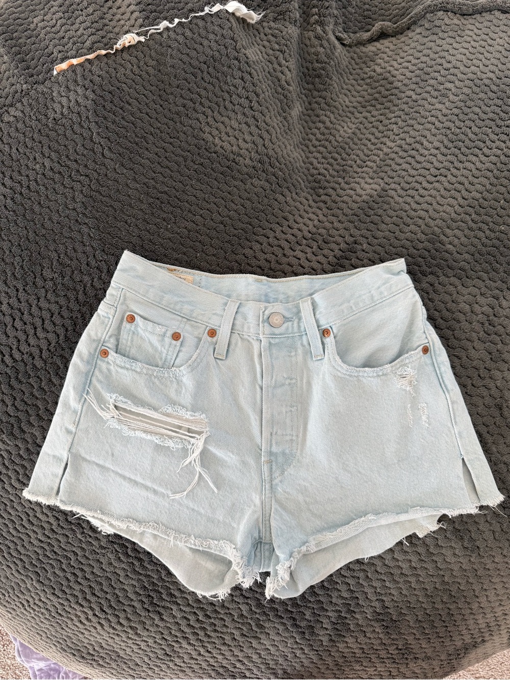 Light Blue Distressed Levi’s 501 Denim Women's Shorts
